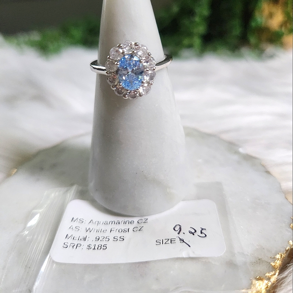 NWT Ryze Aquamarine Cubic Zirconia .925 Sterling Silver Ring - Multiple Sizes - Picture 6 of 10